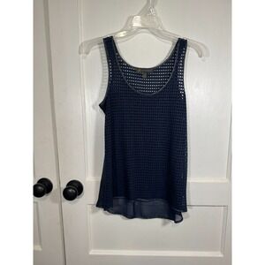 RETRO Outback Red Iridescent Navy Mesh Tank, Sheer Back, Size Small Y2K Festival